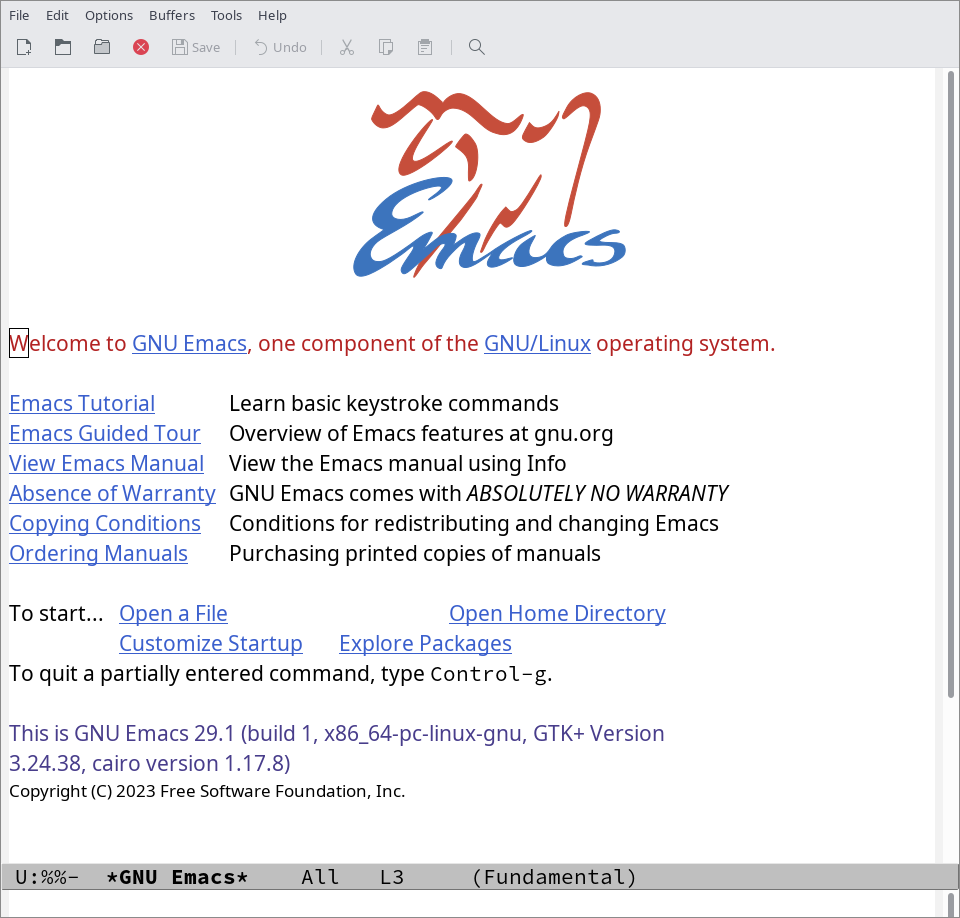 Figure 1: Emacs splash screen